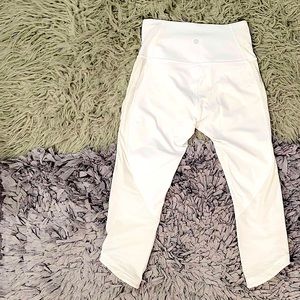 White Lululemon Cropped Workout Pant